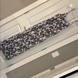 White and navy blue paisley maxi dress